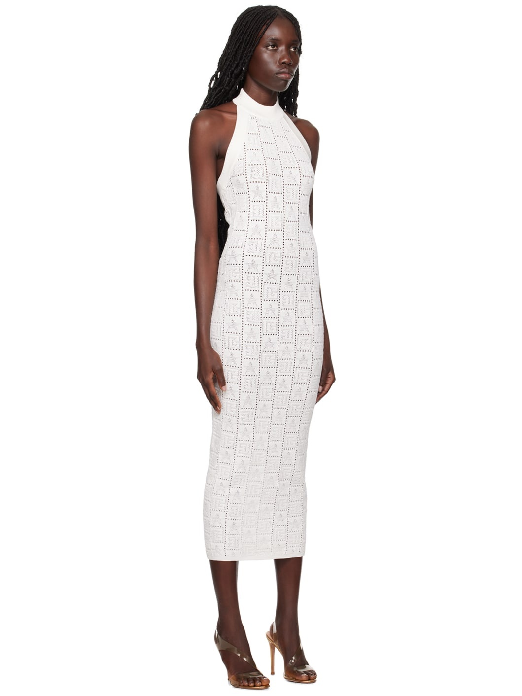 White Halter Midi Dress - 2