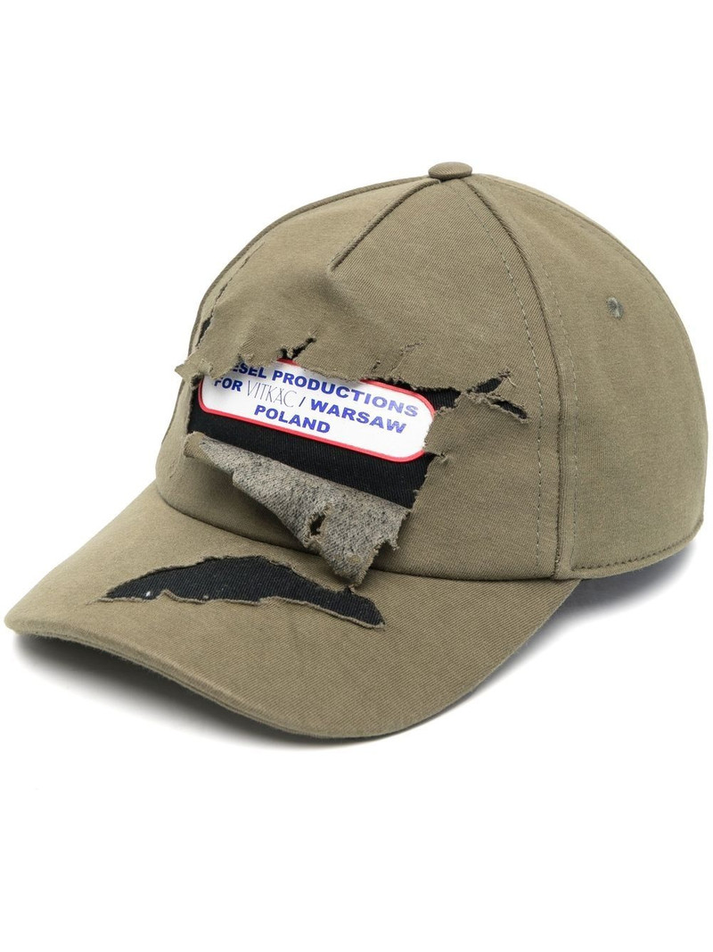 distressed-finish logo-patch cap 1