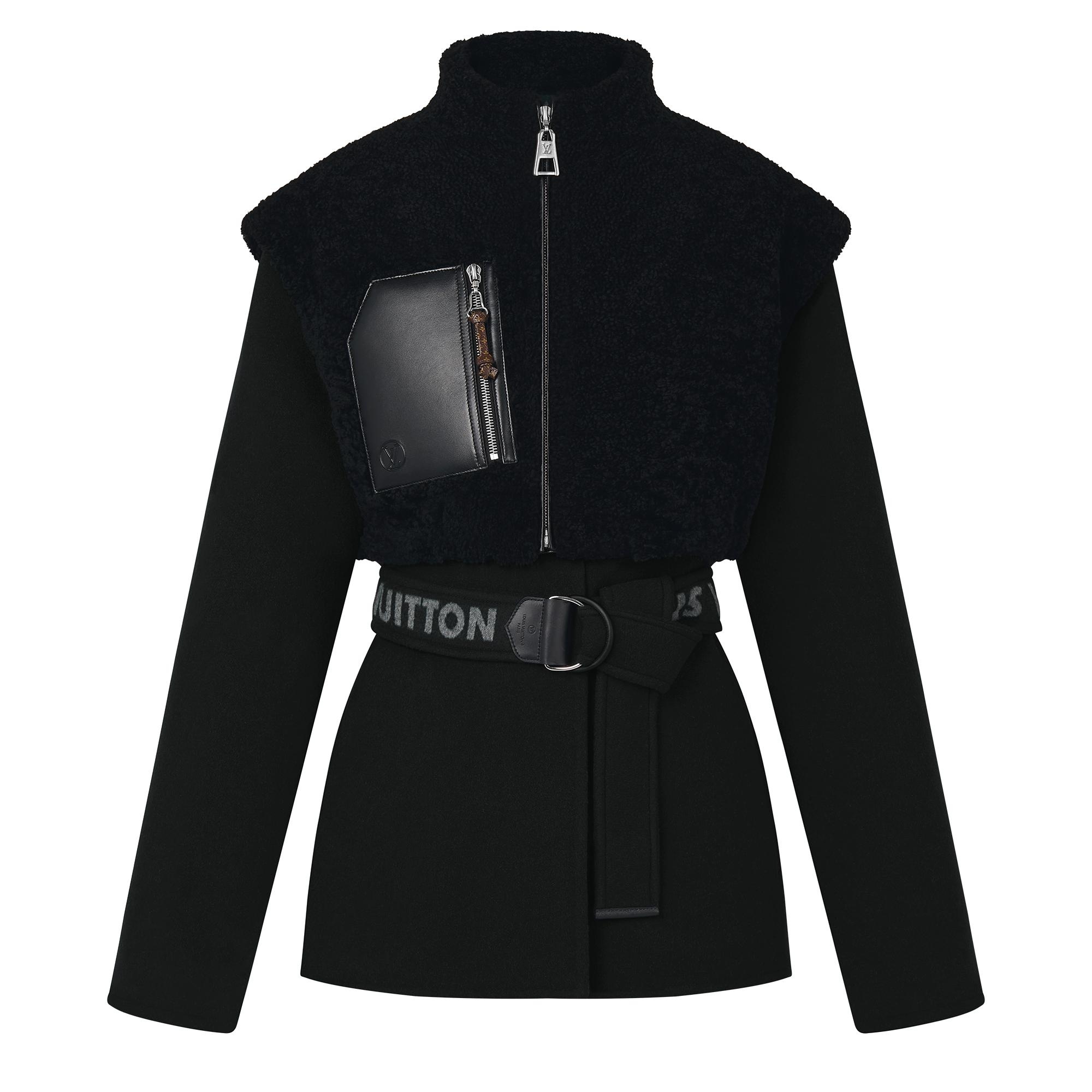 Shearling Gilet Wrap Pea Coat - 1