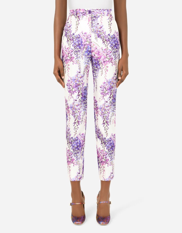 Wisteria-print Mikado pants - 1