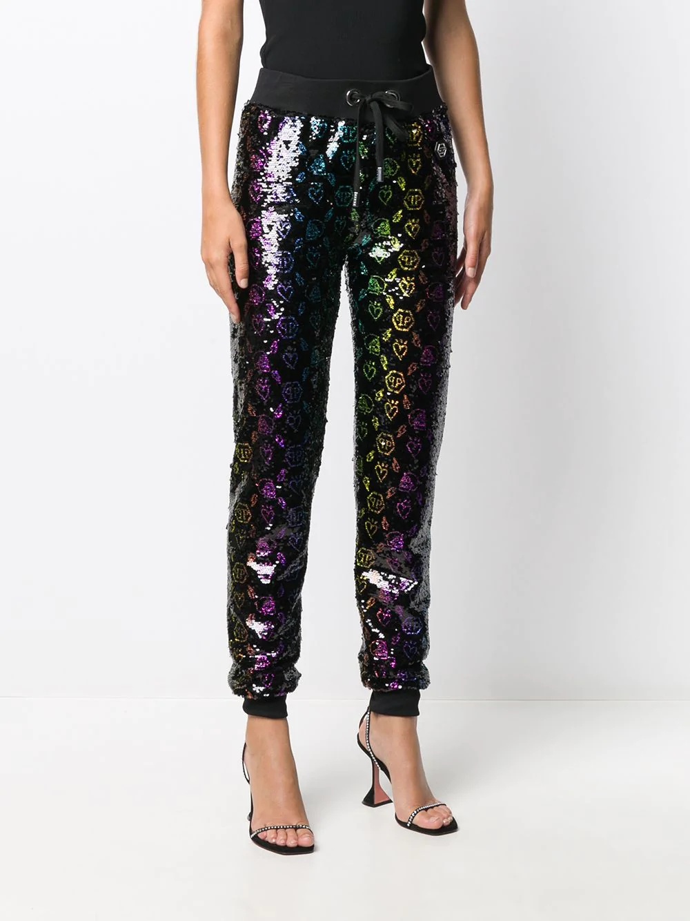 monogram sequin trousers - 3