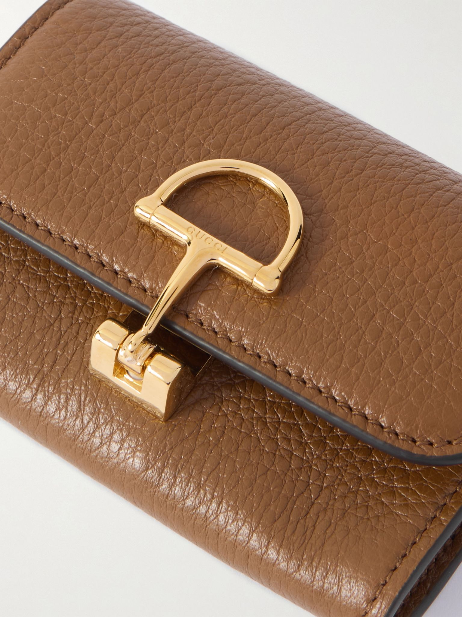 Softbit textured-leather cardholder Brown - 4