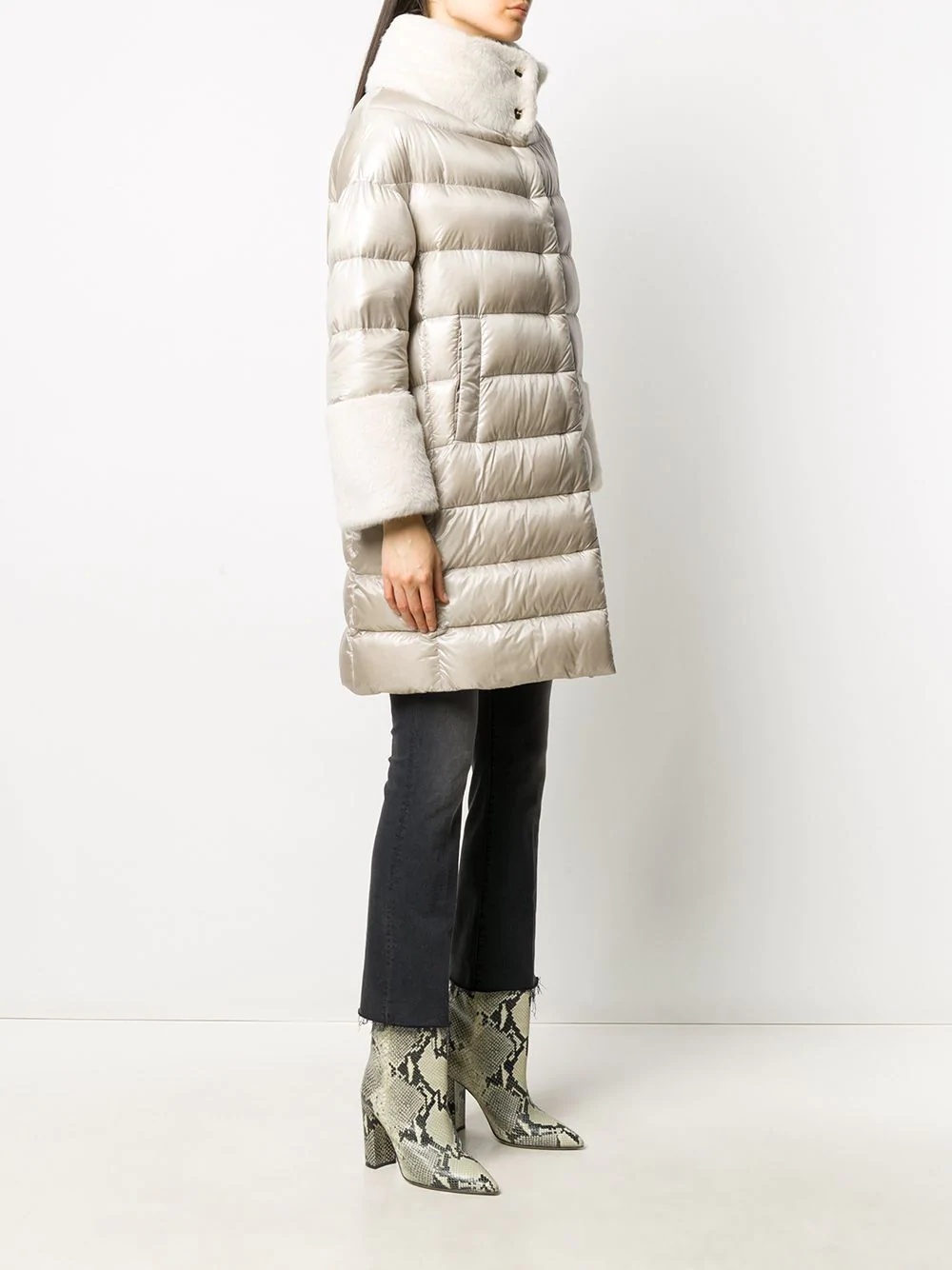 faux-fur collar padded coat - 3