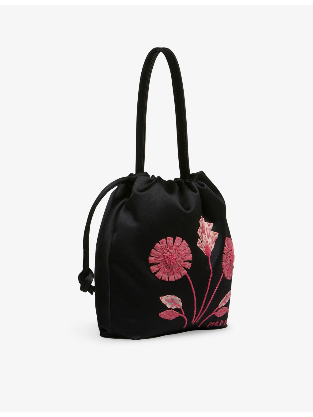 Floral-Embroidered Satin Handbag - 3