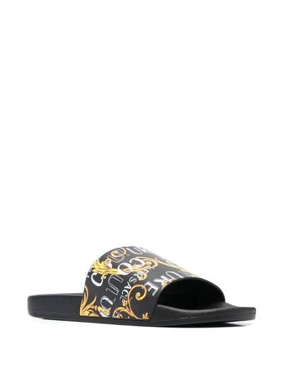 VERSACE JEANS COUTURE logo-print open-toe slides outlook