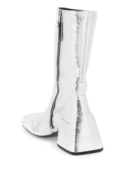 Jil Sander Cracked-effect laminated leather boots outlook