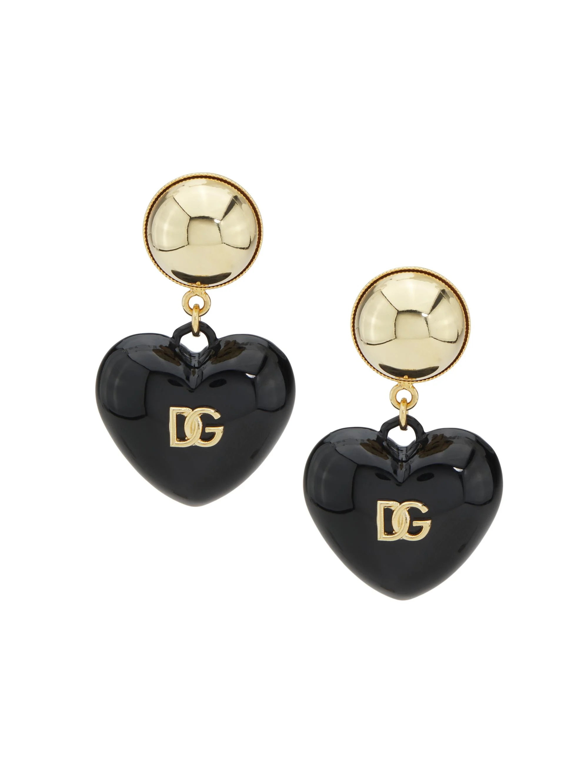 Women's Goldtone Logo Heart Drop Earrings - Black Gold - 1