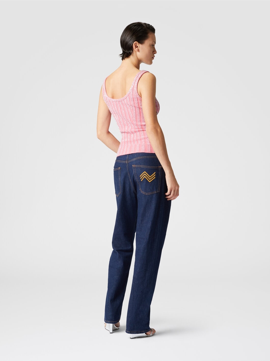 Zig zag ribbed tank top with sequins - 3