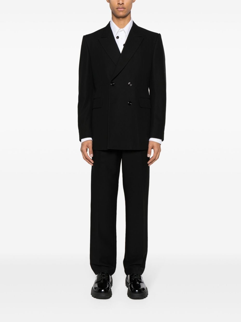 double-breasted cotton blazer - 2