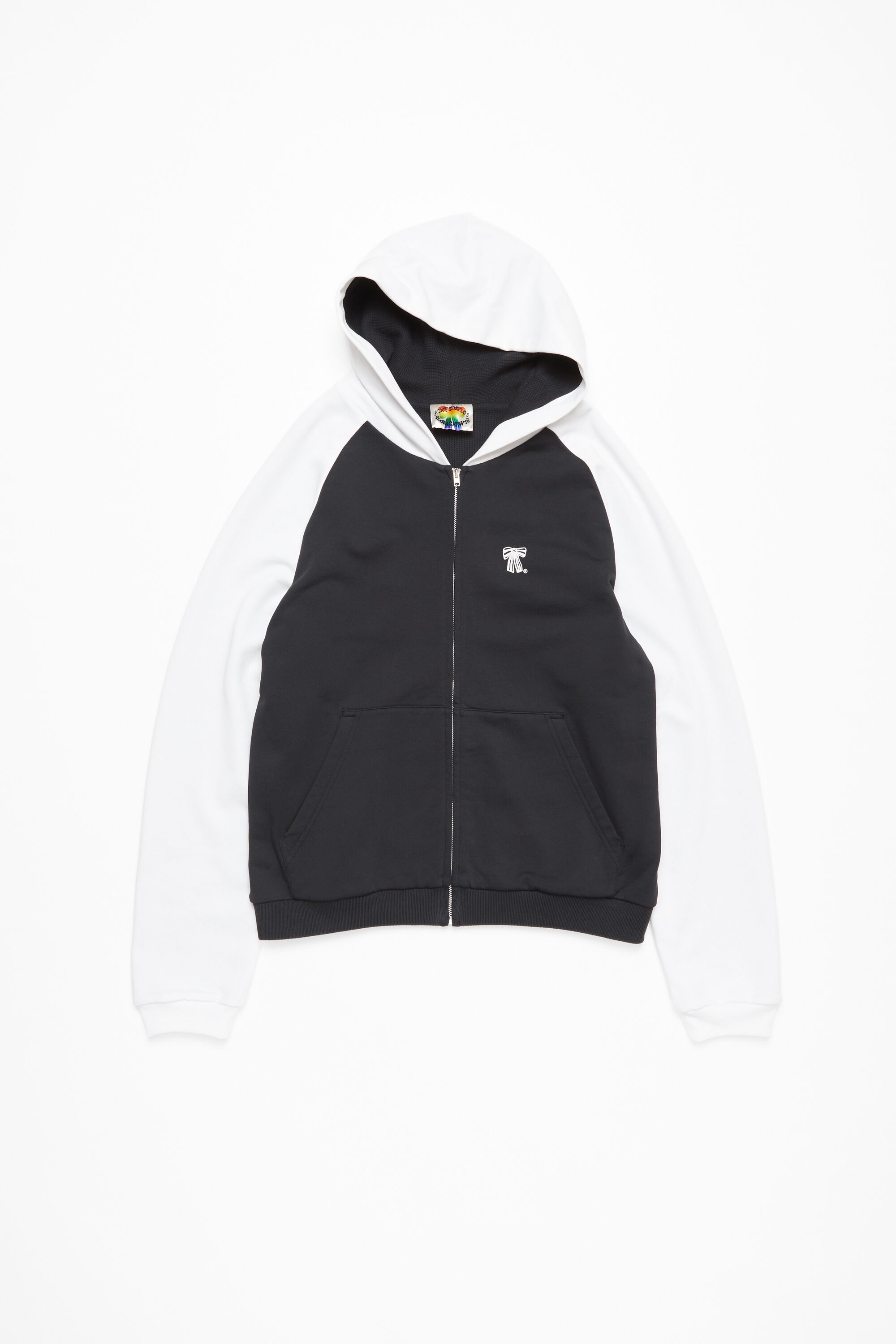 Hooded zipper sweater - Black - 1