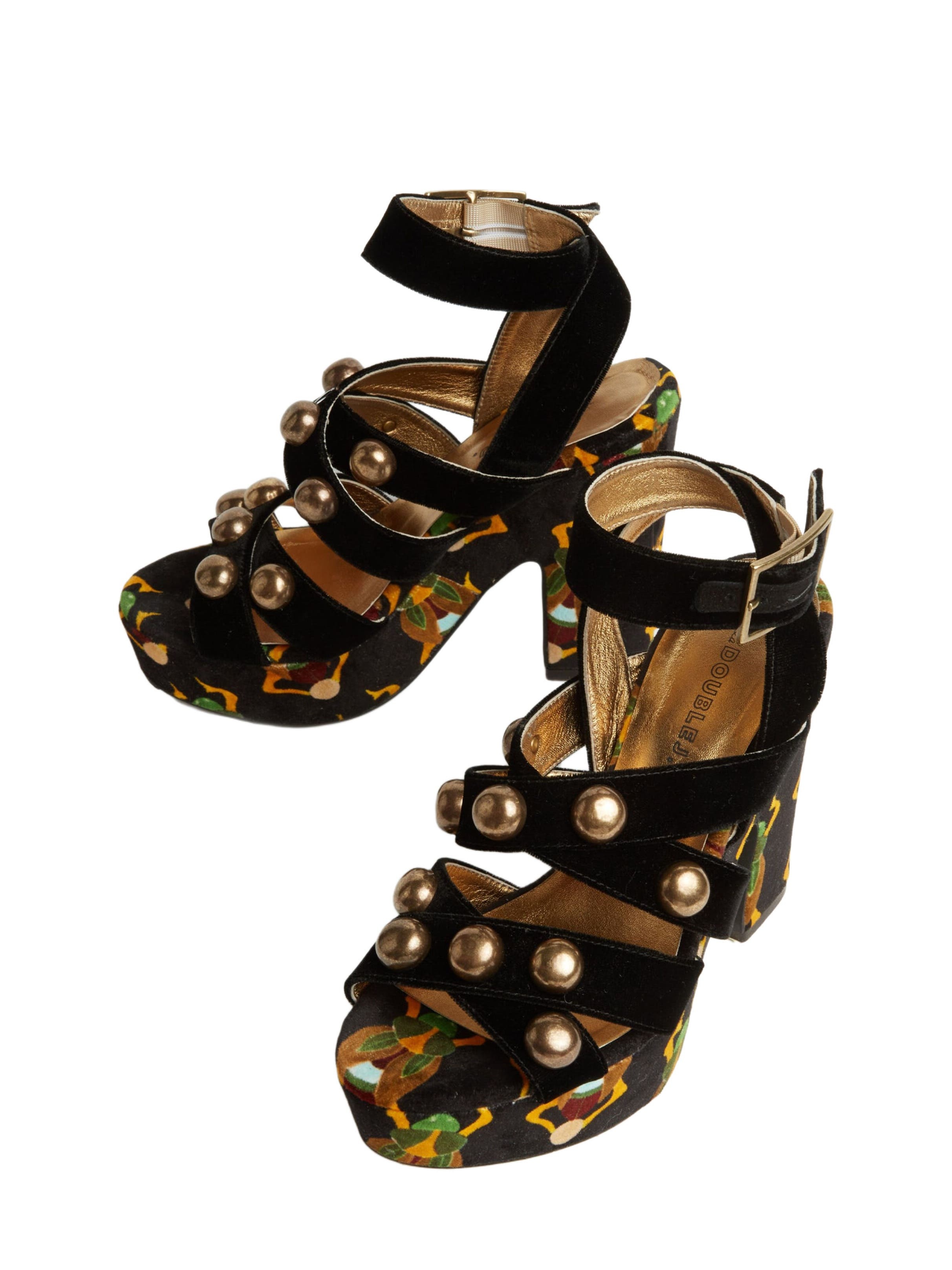 La DoubleJ Medal Wedge (With Studs) Scarab Black at Nordstrom - 2
