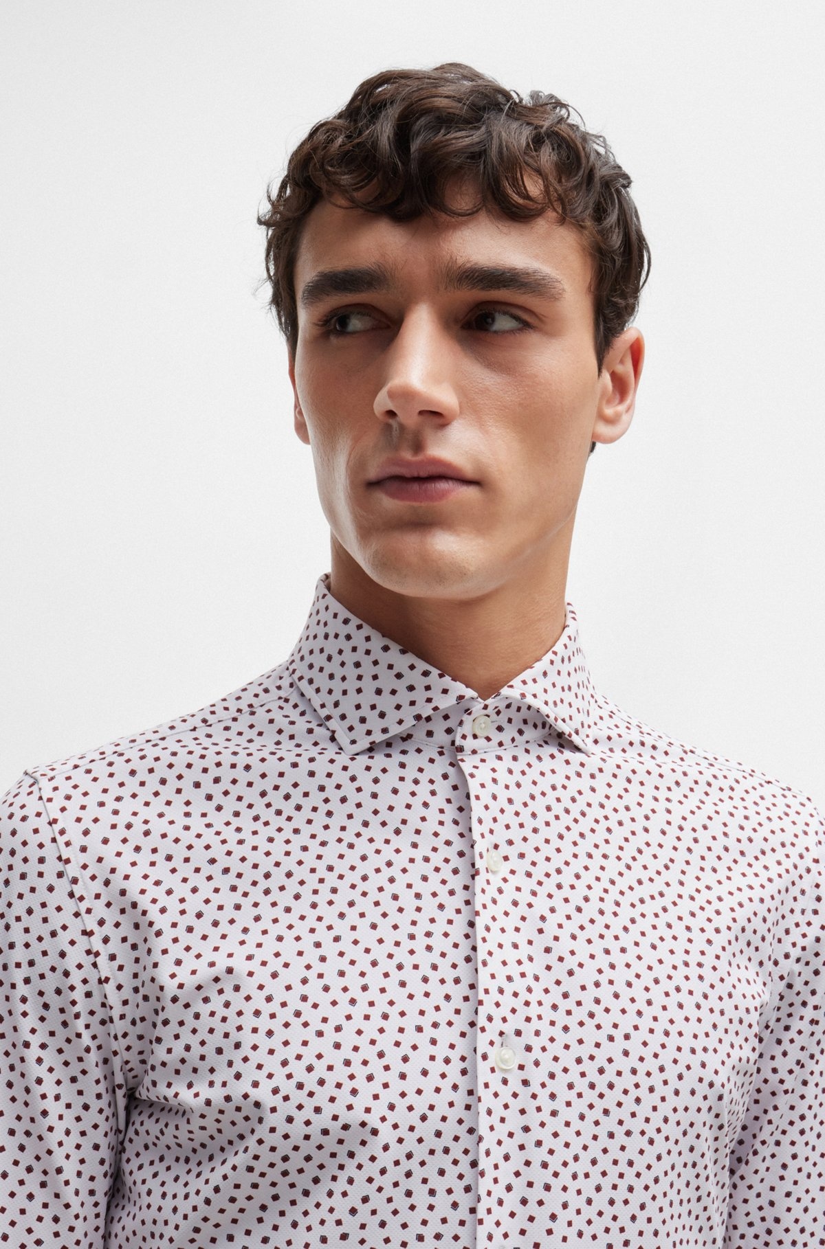 SLIM-FIT SHIRT IN PRINTED PERFORMANCE-STRETCH FABRIC - 3