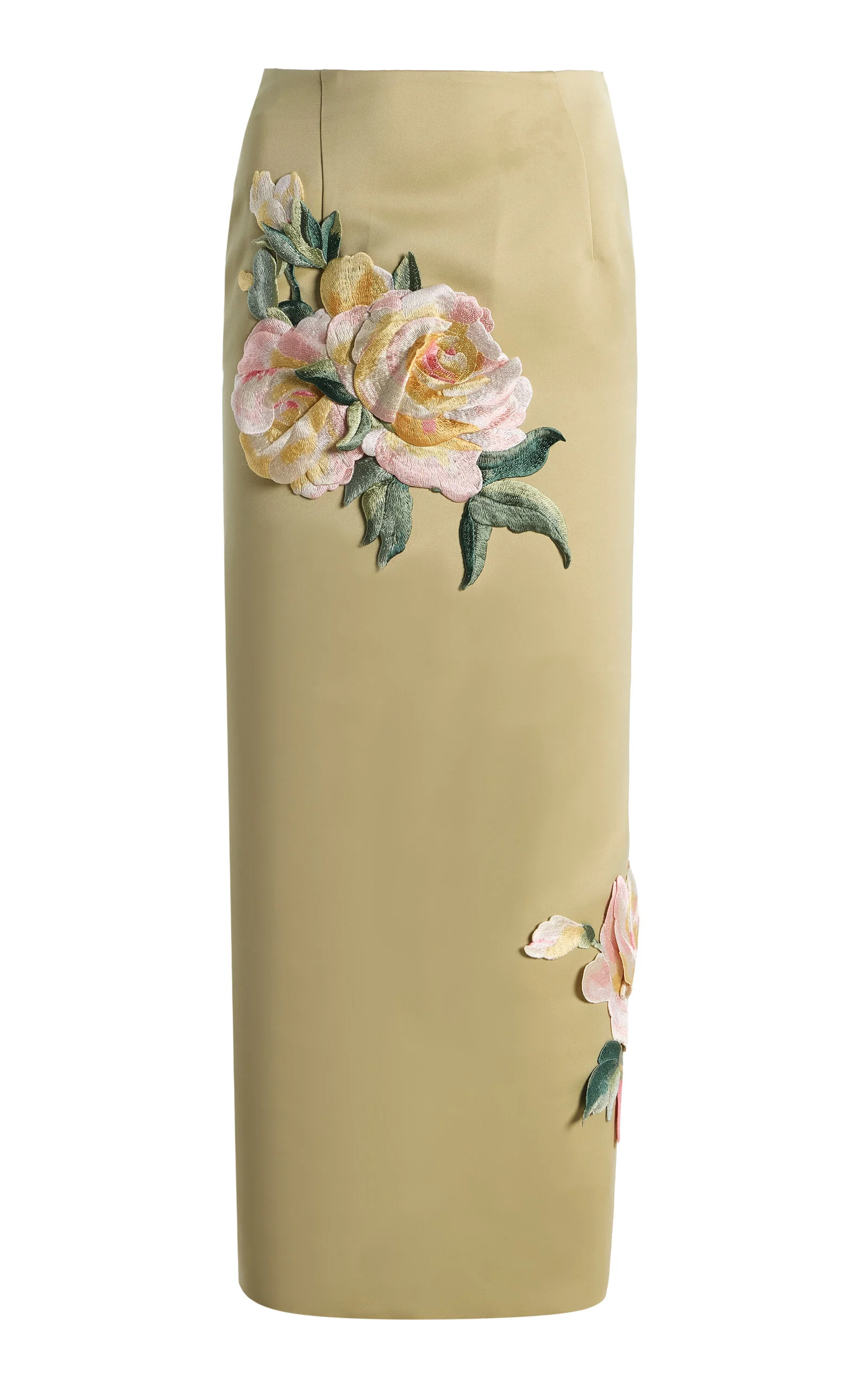 Exclusive Embroidered Satin Midi Skirt - 1