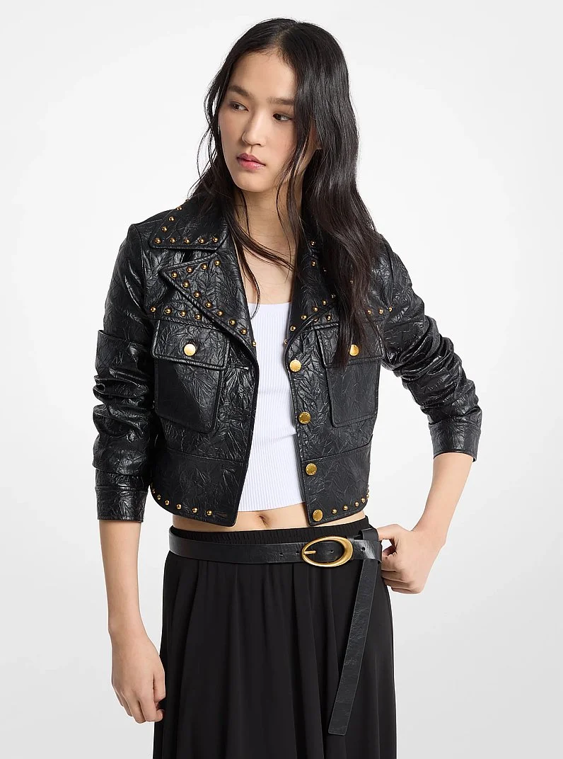 Crinkled Studded Jacket - 1