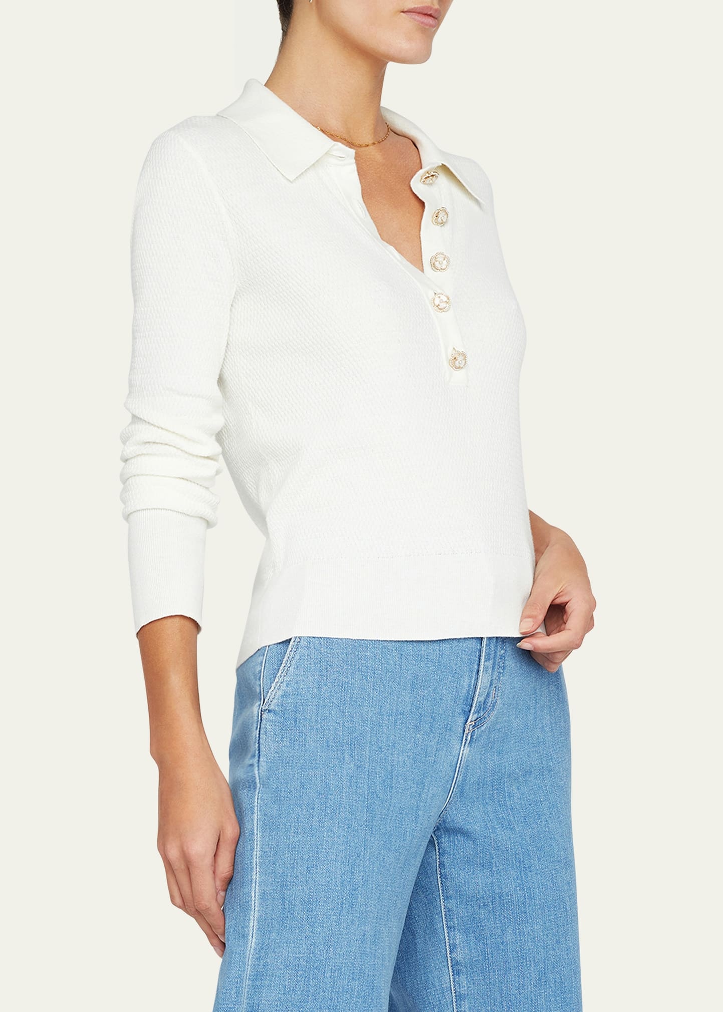 Sterling Jewel-Button Sweater - 4