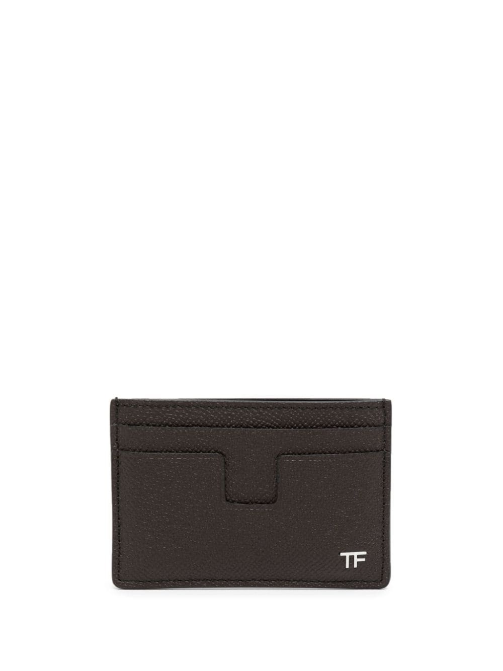 logo-plaque leather card holder - 1