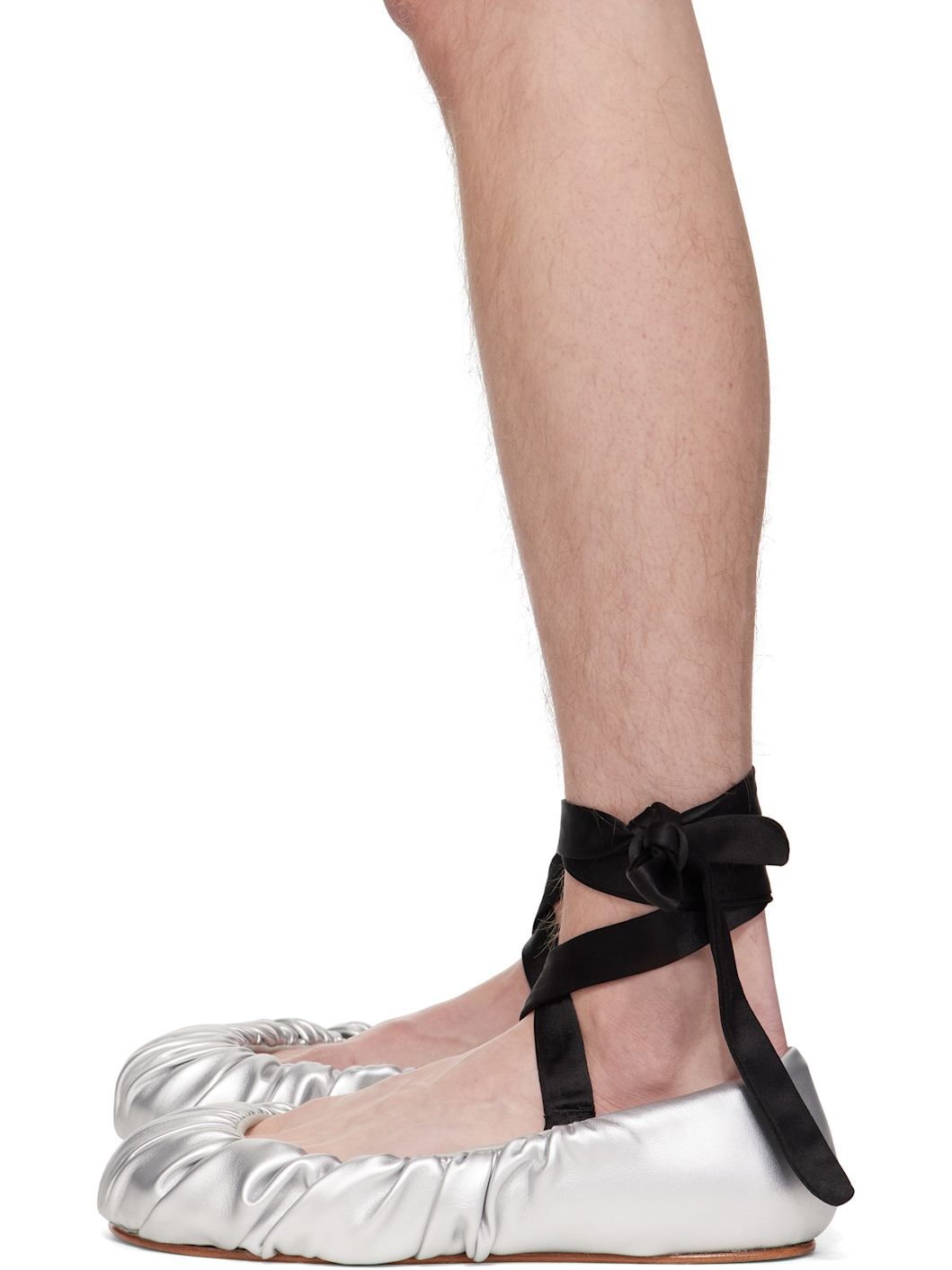 Silver Faux-Leather Ballerina Flats - 3