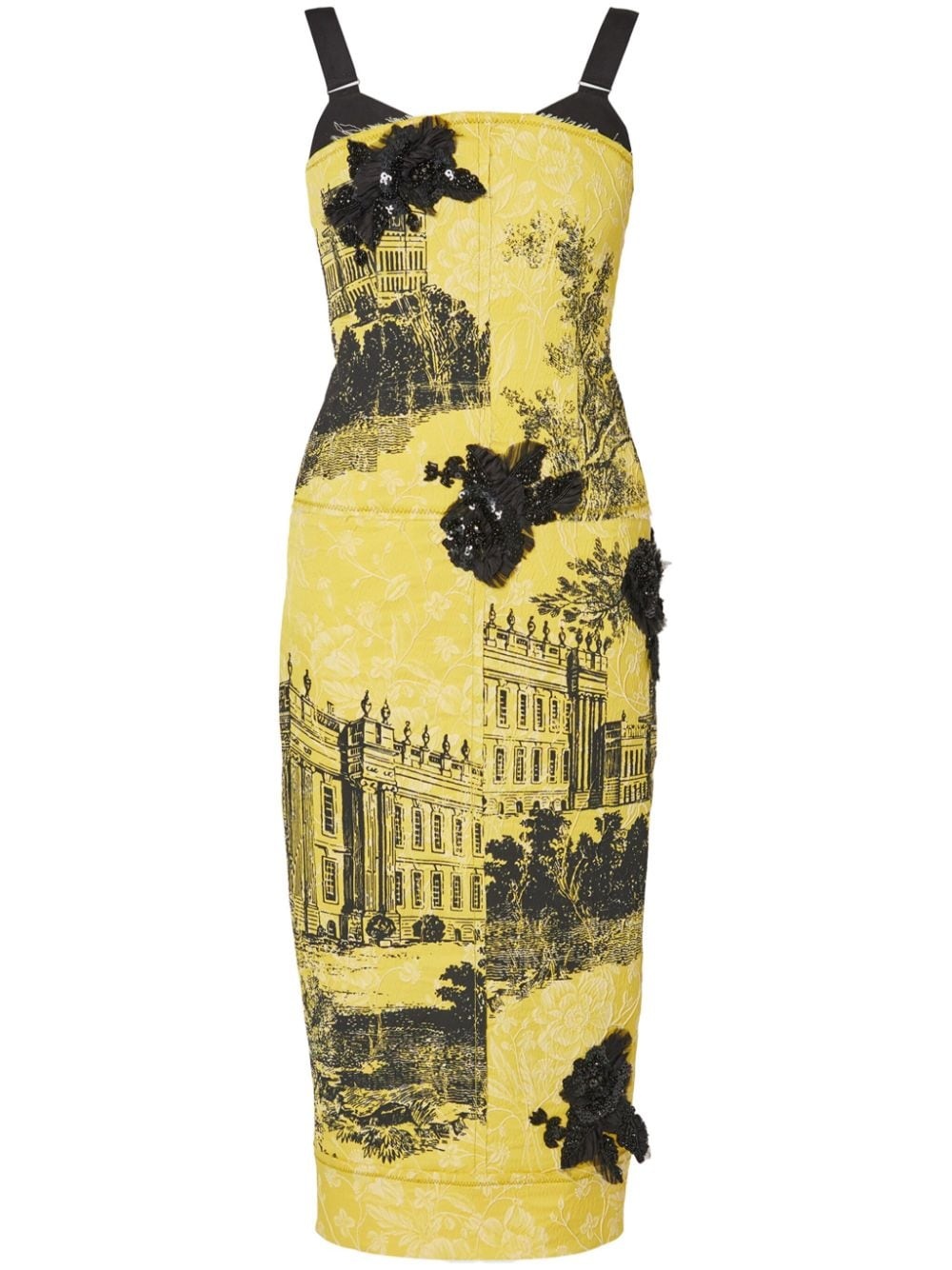 patterned-jacquard midi dress - 1