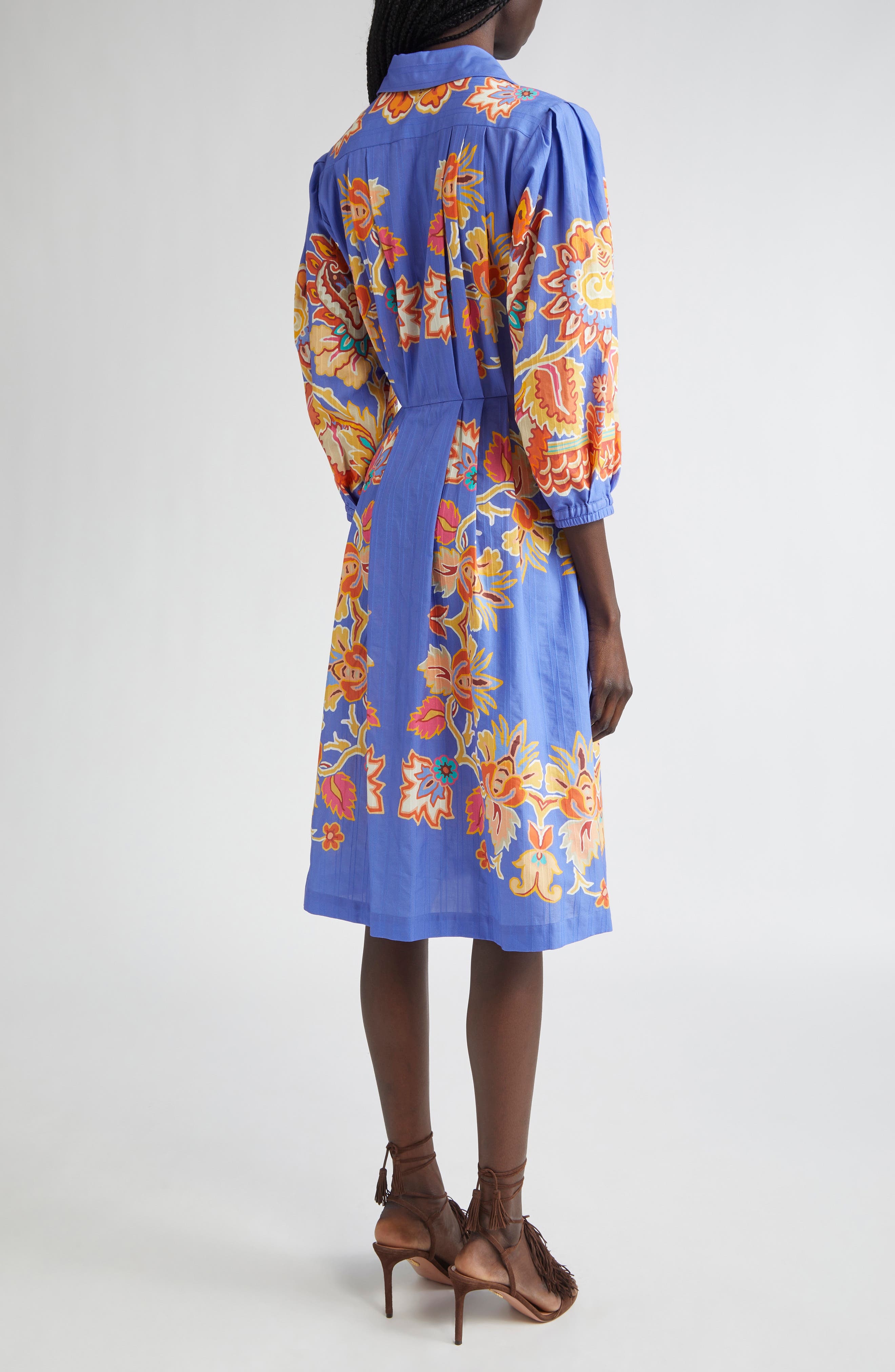Etro Floral Print Cotton Poplin Shirtdress in Printed Azure Base at Nordstrom - 3