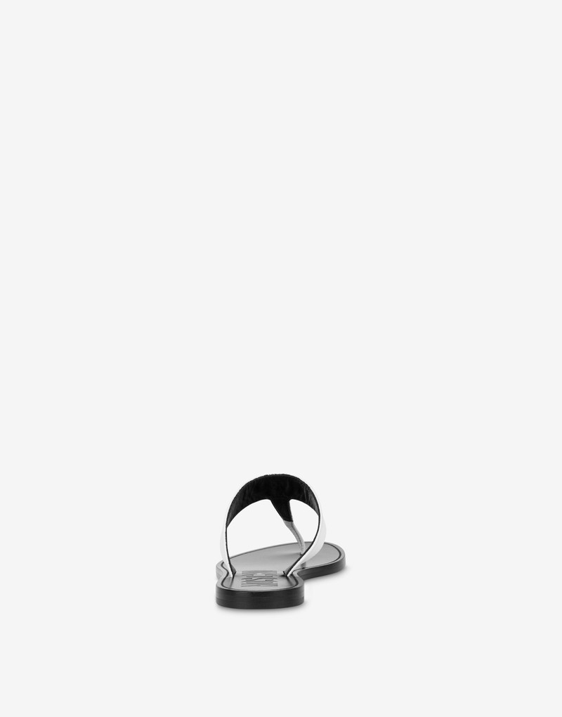 Moschino METAL LOGO CALFSKIN THONG SANDALS outlook