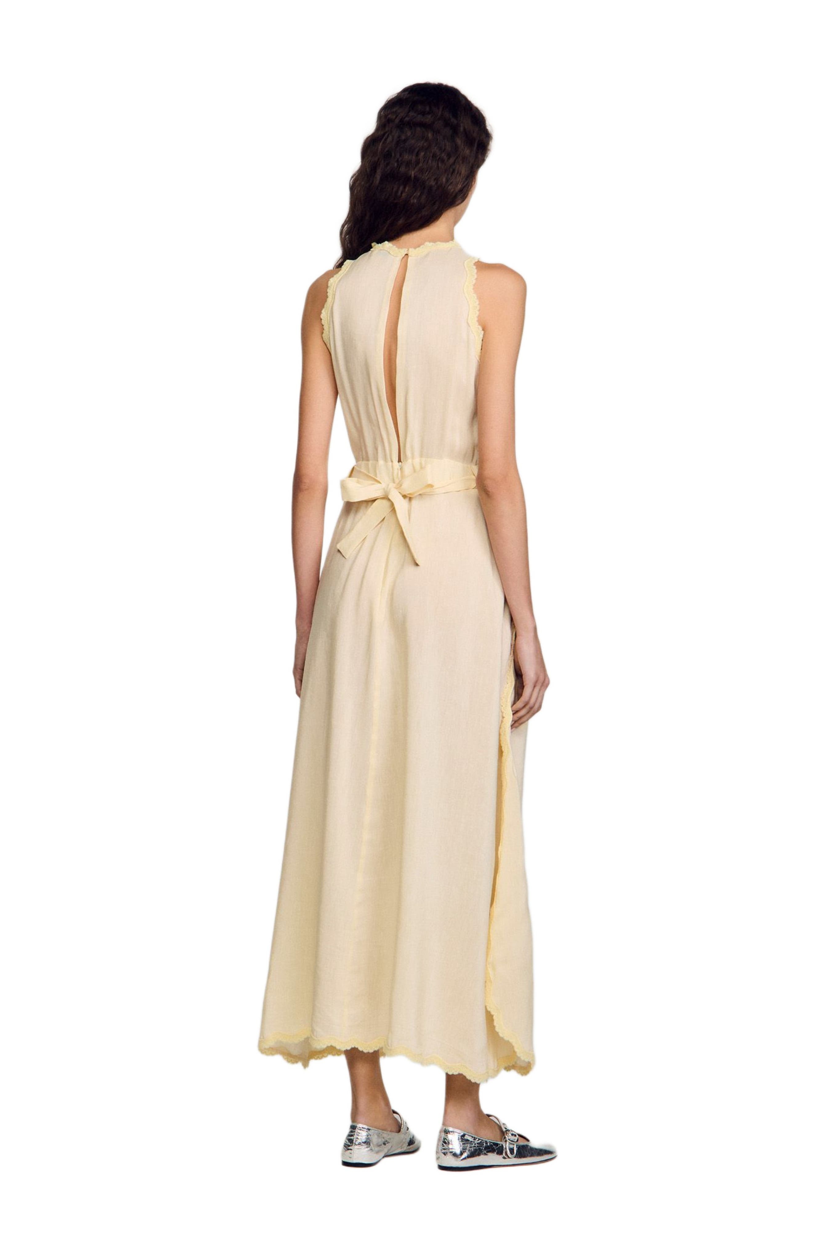 SANDRO Maxi dress with lace details in Light Yellow at Nordstrom - 2