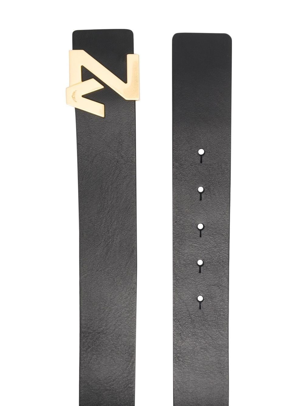 logo-plaque leather belt - 2
