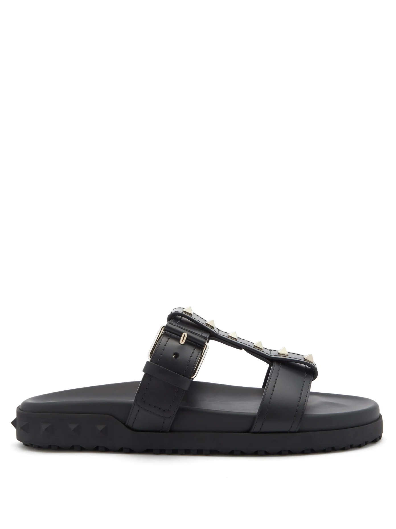 Rockstud leather slides - 1