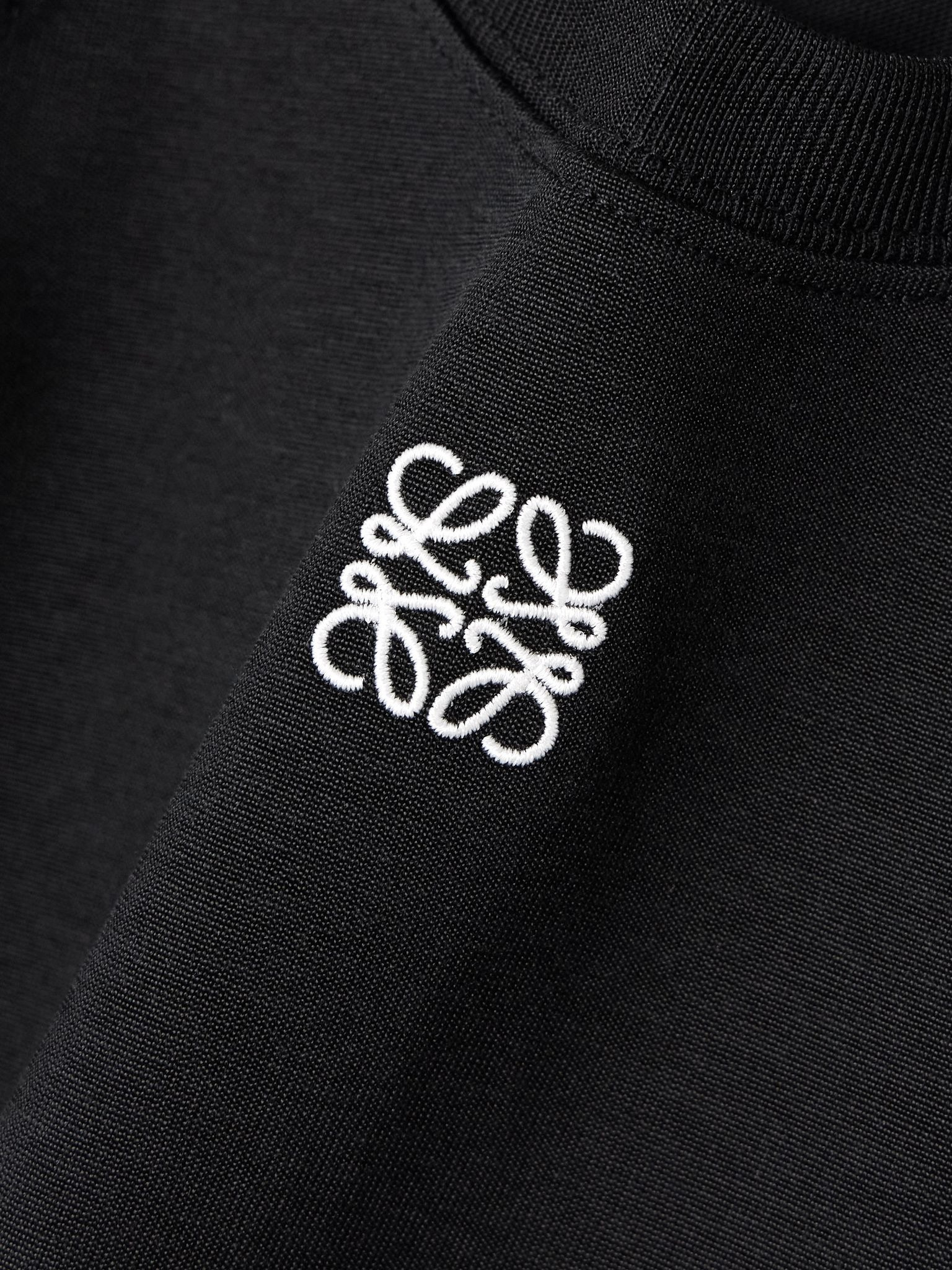 Anagram embroidered cotton-blend jersey t-shirt Black - 4