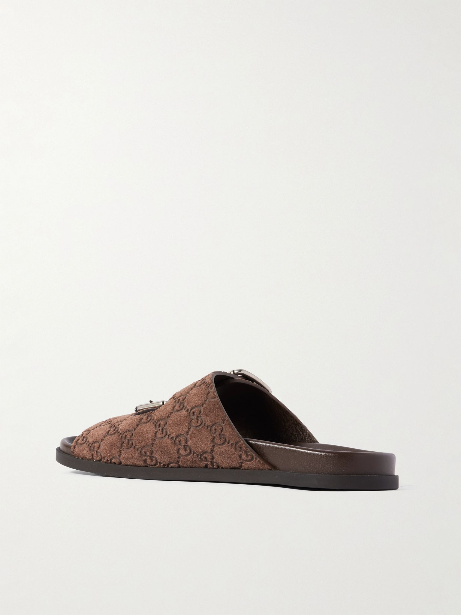 Rhein Logo-Debossed Suede Sandals Brown - 4