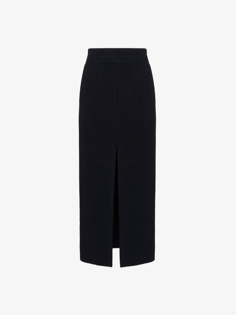 Women's Slashed Pencil Skirt in Black - 1