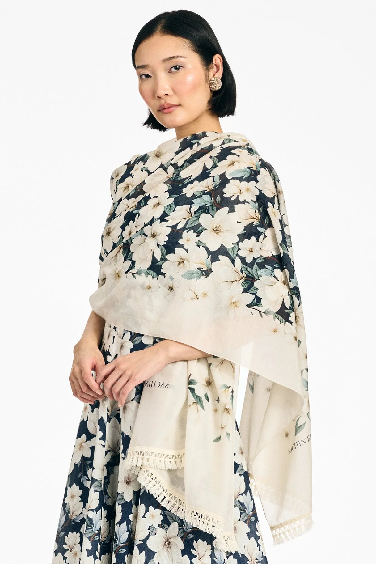 FLORIE SCARF - MIDNIGHT MAGNOLIA - 1