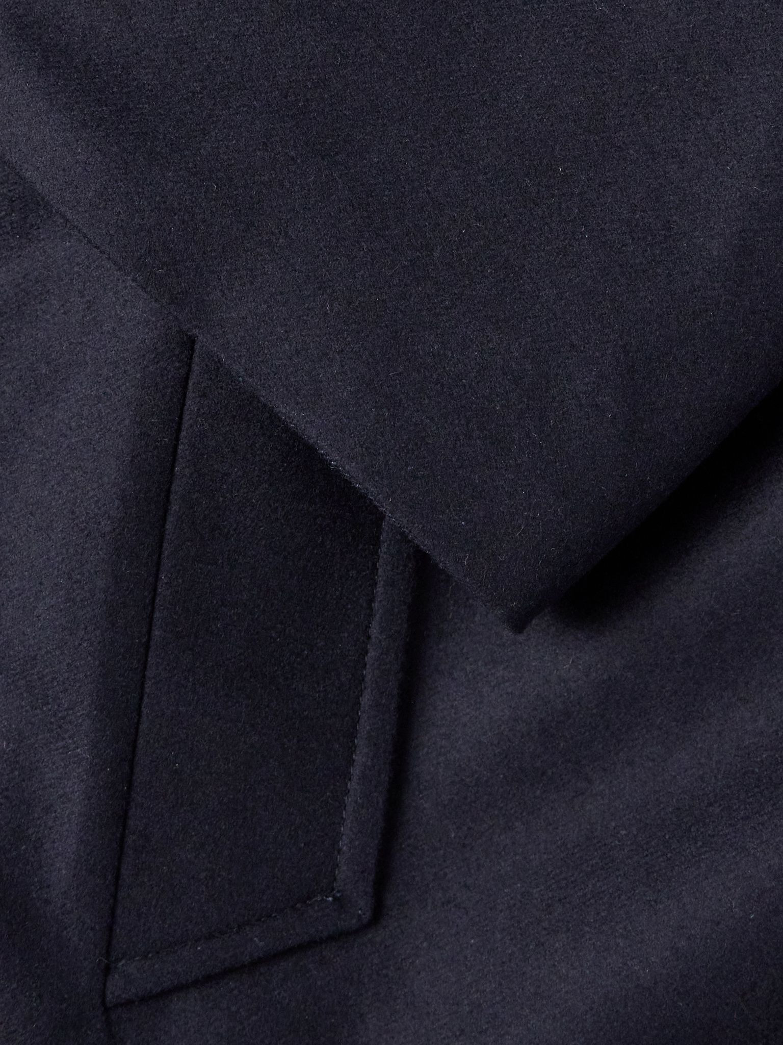 Reversible Virgin Wool, Cashmere-Blend and Denim Coat Navy - 4
