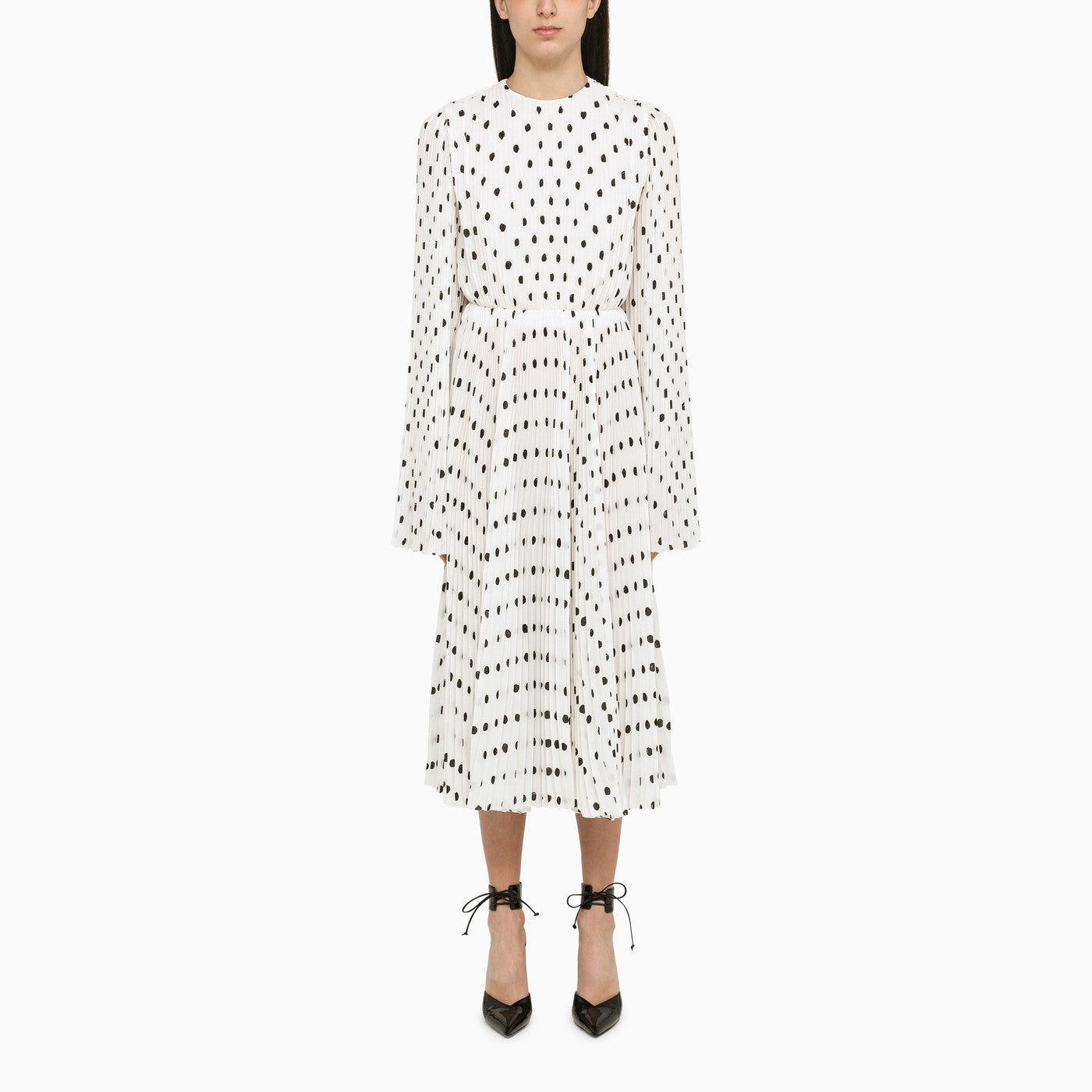 Balenciaga Hand Drawn Polka Dot White Dress - 1