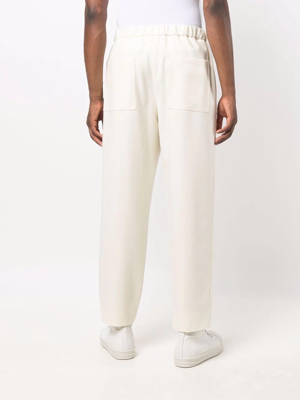 elasticated-waist straight-leg trousers - 4