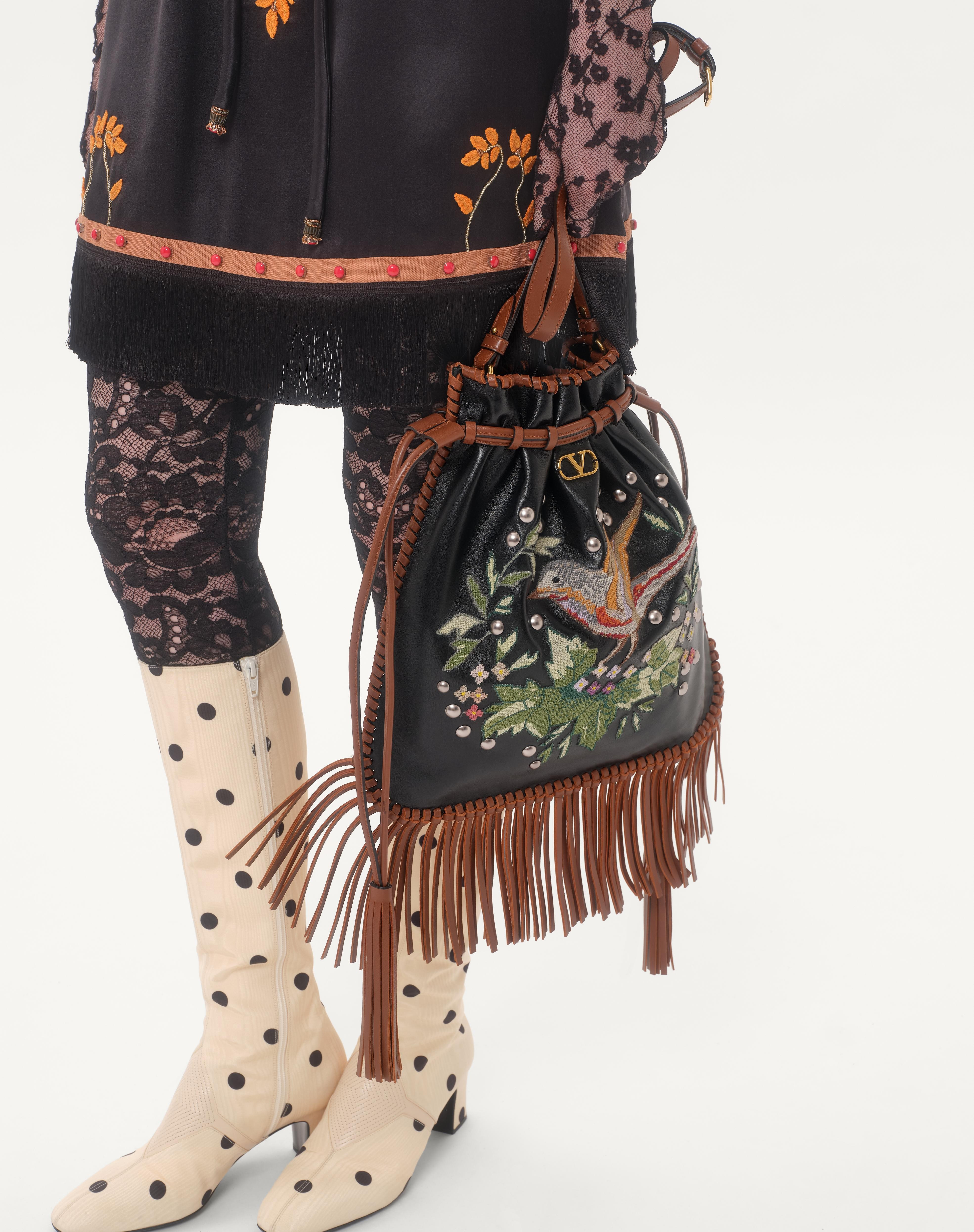 VALENTINO GARAVANI NELLCÔTE ALICE EMBROIDERED BAG WITH FRINGES - 7