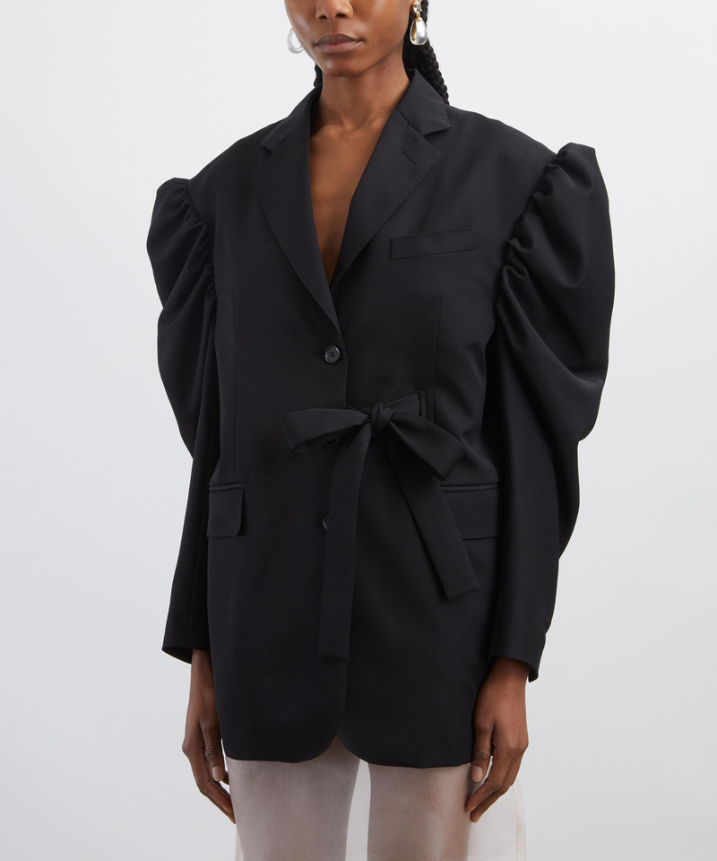 Simone Rocha Black Cut-Out Draped Sleeve Bow Jacket outlook