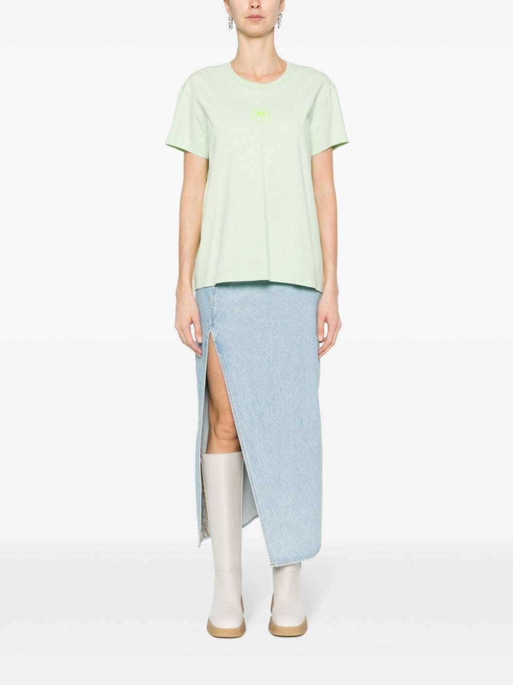 【Stella McCartney】Cotton T-shirt lovestruck Circular Logo Stella Mccartney Stella Ccartney Lovestruck Logo T-shirt In