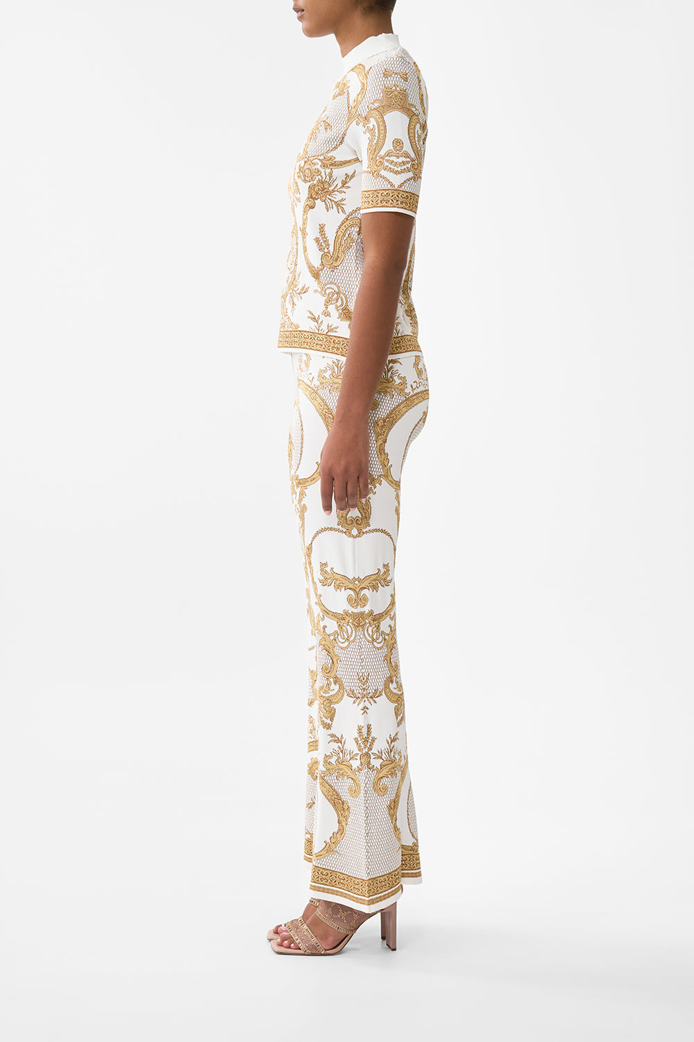 FLARED JACQUARD KNIT PANT - 4