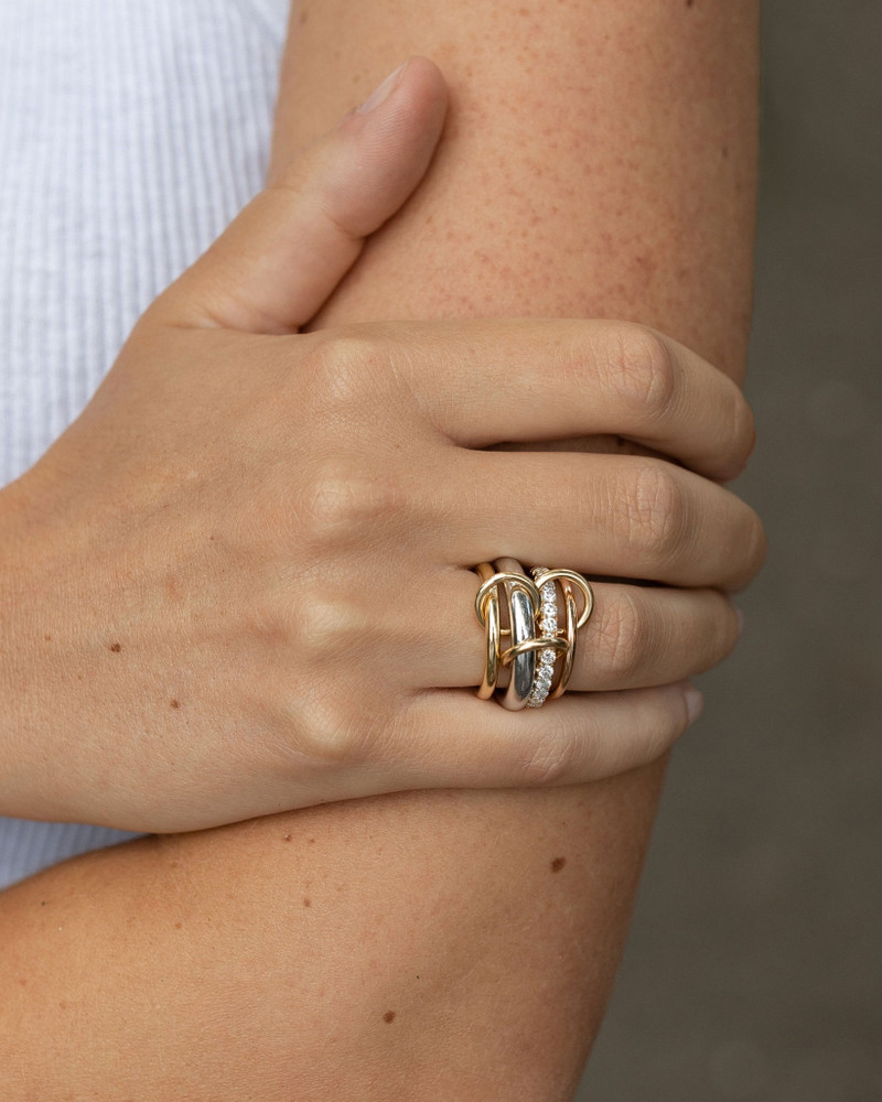 Spinelli Kilcollin Janssen 18K Two-Tone Gold Sterling Silver and Diamond Linked Rings outlook