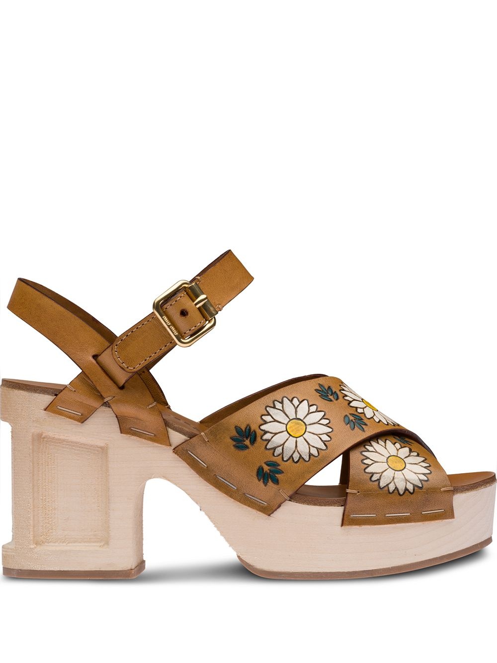 floral-print leather sandals - 1