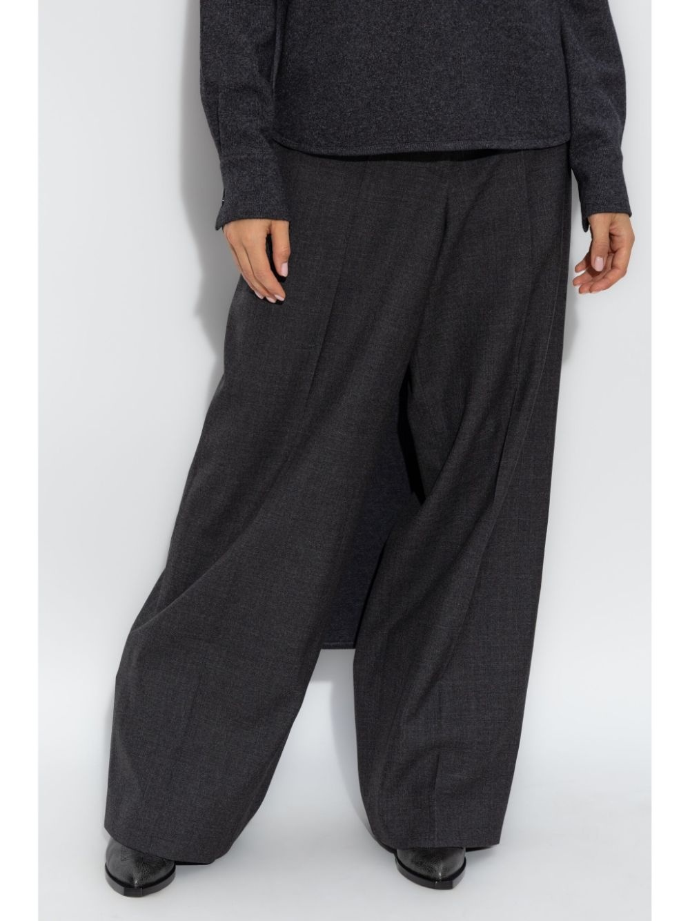 wool wide-leg trousers - 3
