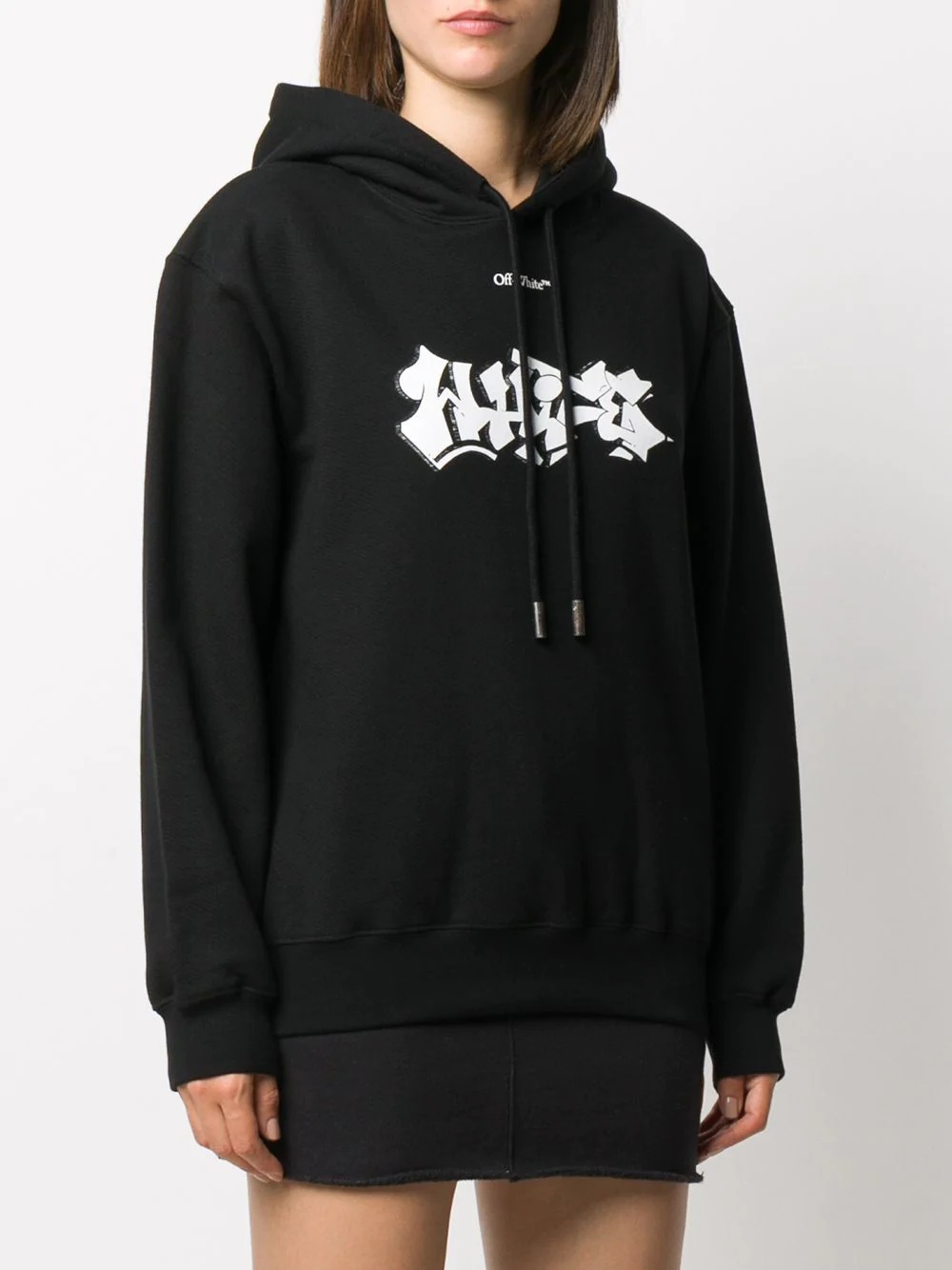 graffiti-print drawstring hoodie - 3