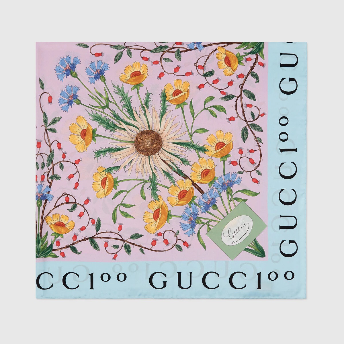Gucci 100 floral print twill carré - 2