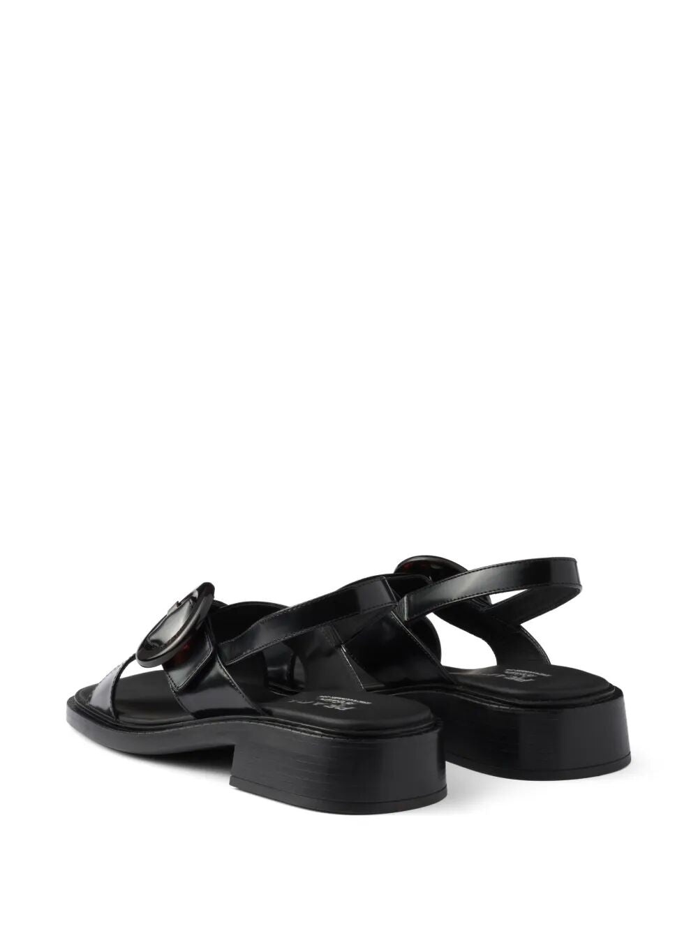 Prada Women Brushed Leather Crisscross Band Sandals With Plexiglas Buckle - 2