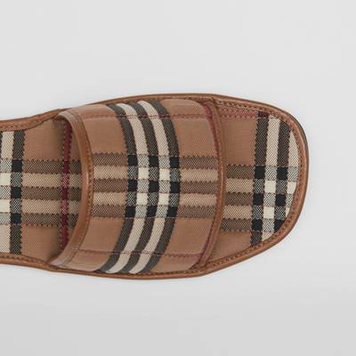 Burberry Check Quilted Cotton and Leather Slides outlook