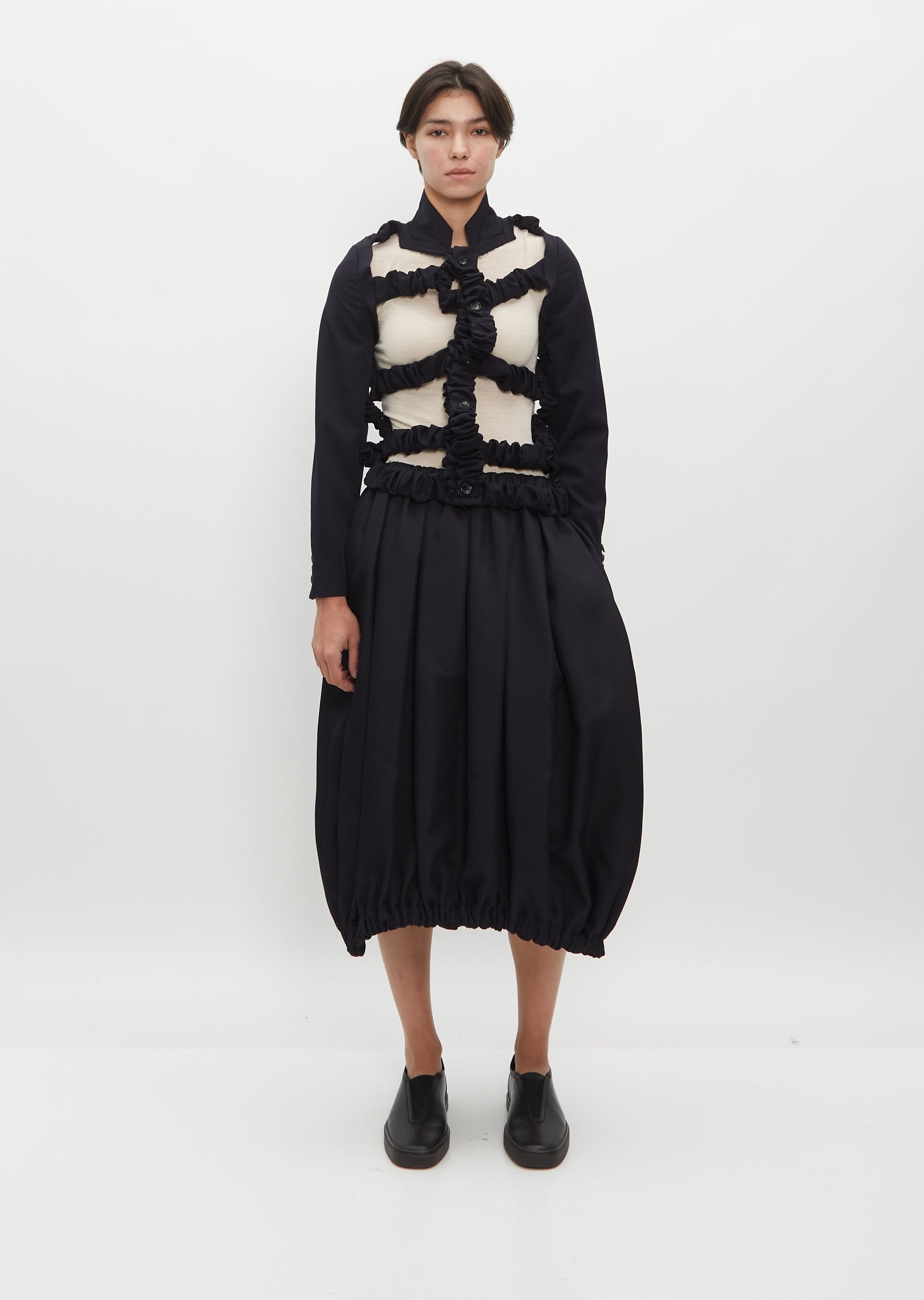 Wool Gathered Grid Jacket - 5