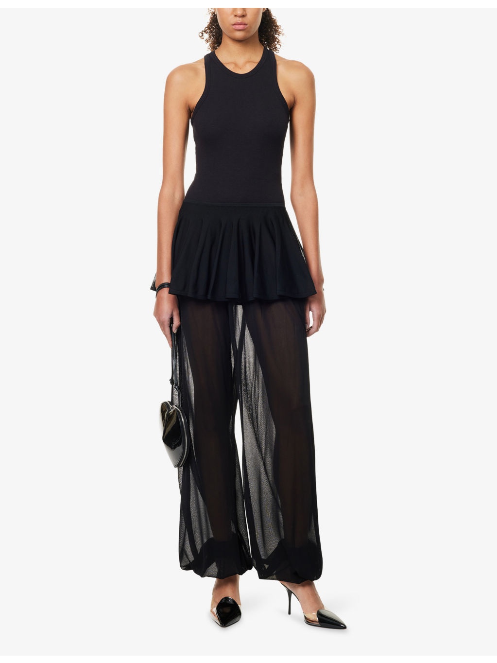 Ribbed Sleeveless Stretch-Woven Bodysuit - 2