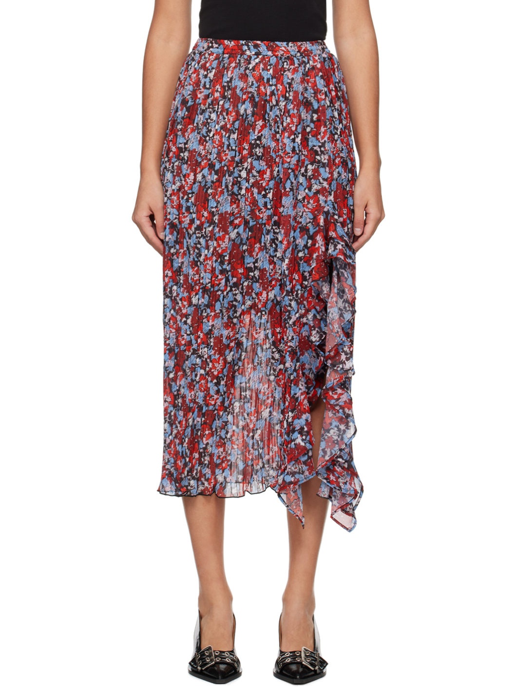 Multicolor Pleated Midi Skirt - 1