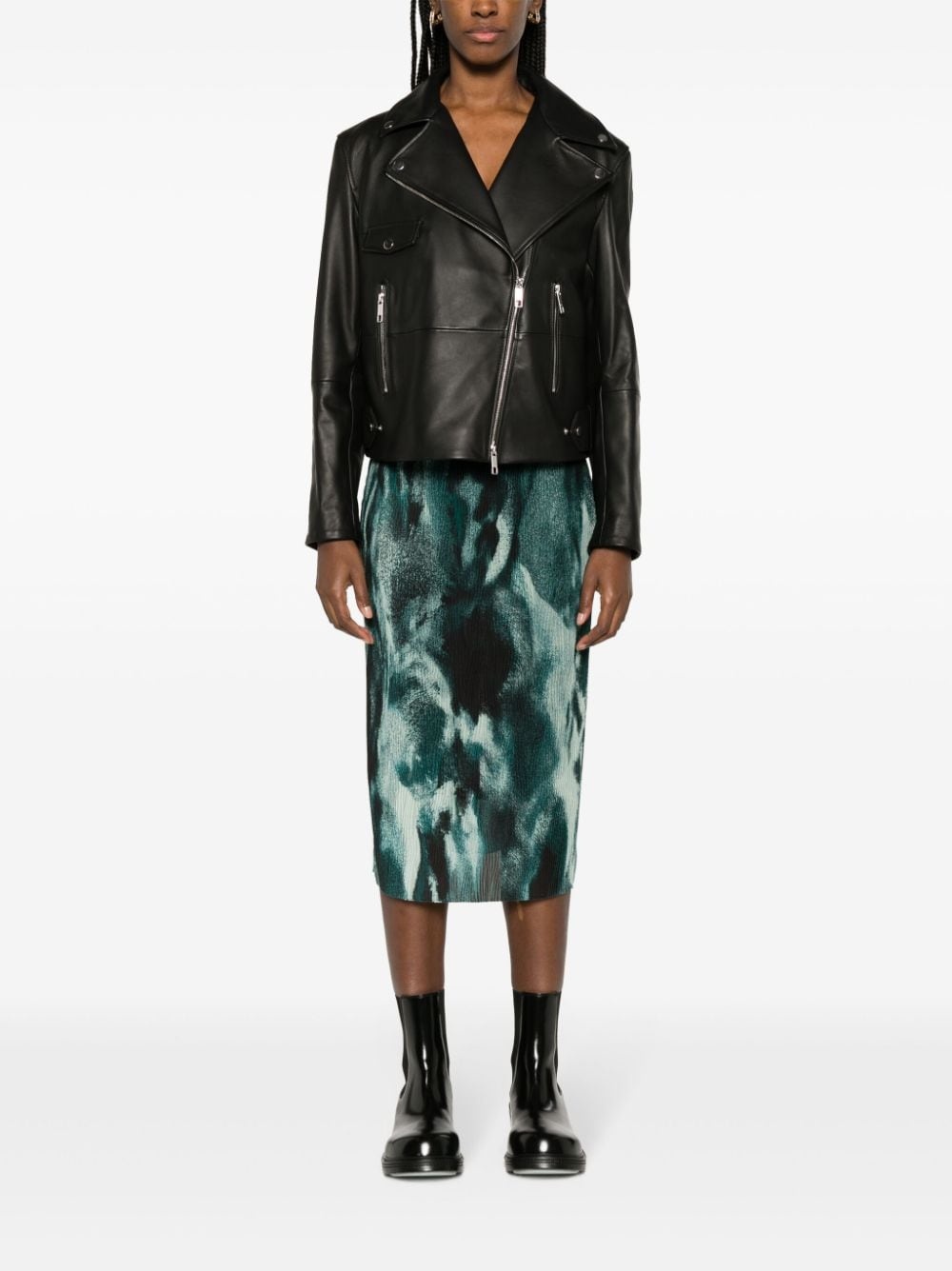 Evibelle abstract-print pleated skirt - 2