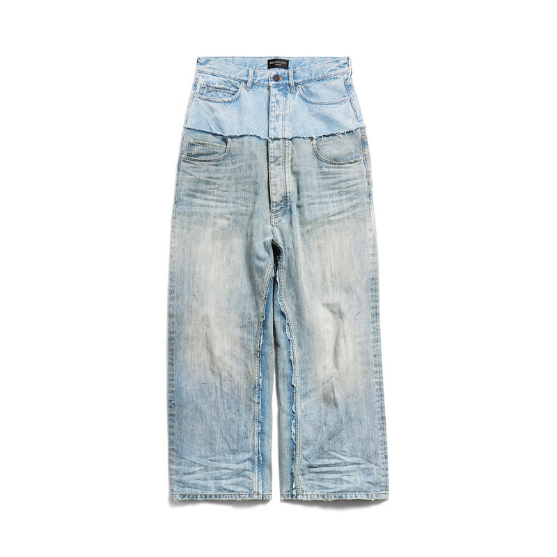 BALENCIAGA Men's Cut-up Baggy Pants in Blue - 805094TRW903969